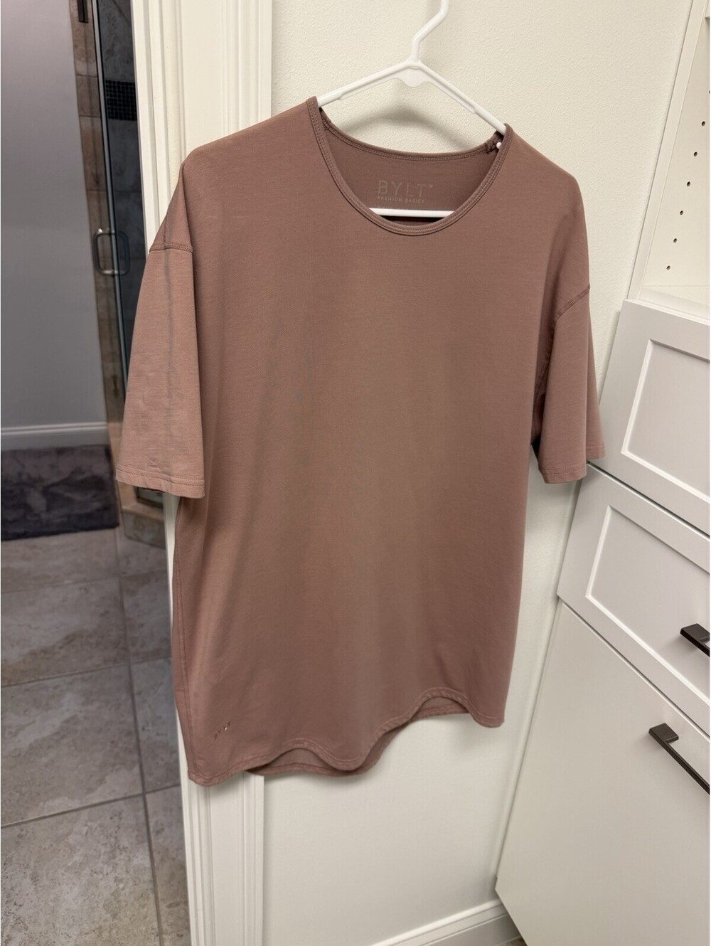 Men’s Bylt Drop Cut Lux Tee Shirt- Size XL In Rare Rose Color